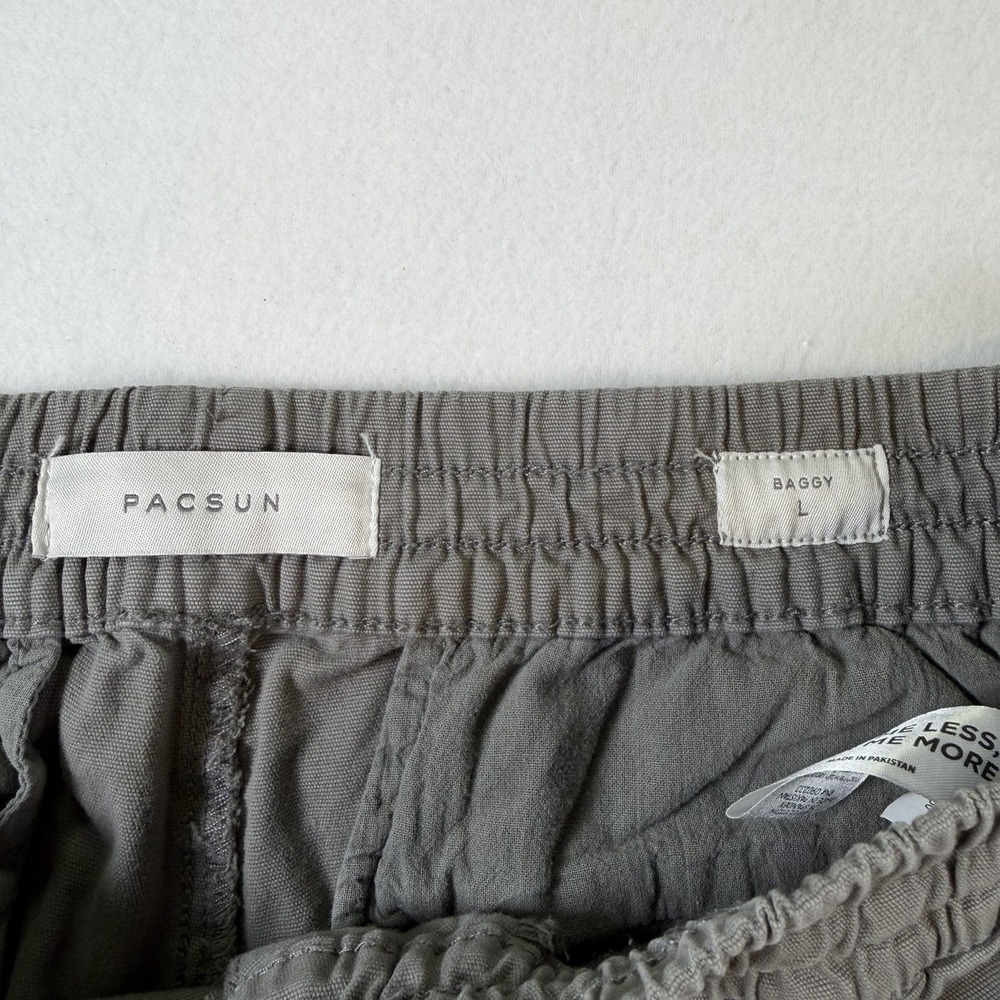 Pacsun Baggy Pants Mens Large Dark Gray Cargo Pockets Drawstring Utility NWT - Picture 3 of 10